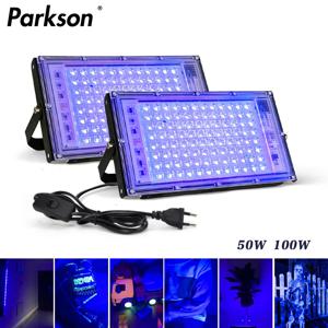 LED UV 투광 조명 220V 자외선 무대 램프 50W 100W LED 무대 블랙 라이트, 디스코 파티 무대 백라이트, 395nm 400nm