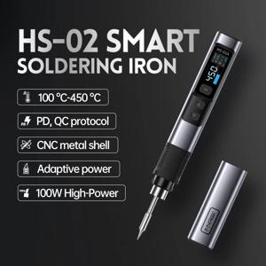 FNIRSI HS-02 휴대용 납땜 다리미, HS02A PD 100W, 일정한 온도 조절 가능, 용접 수리 도구, C210 팁