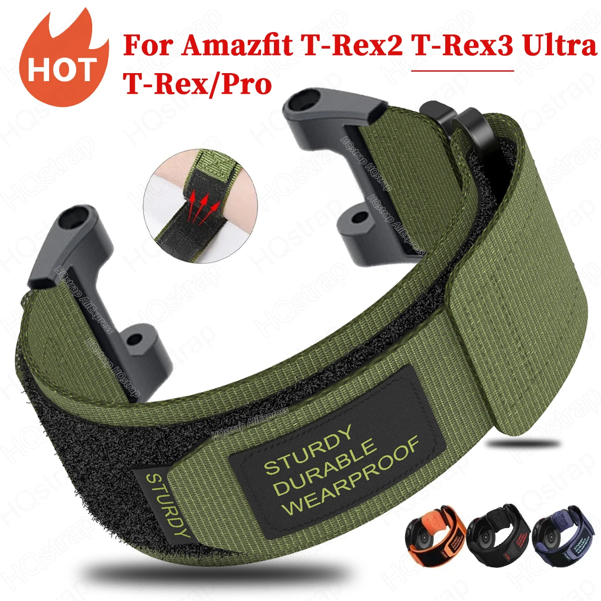 Huami Amazfit T-rex 2 3 울트라 시계 밴드, 나일론 루프 스트랩, Amazfit Trex Pro T Rex 티라노사우르스 스마트 워치 스포츠 팔찌