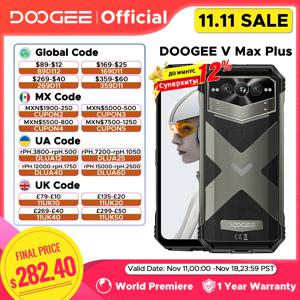 DOOGEE V Max Plus 글로벌 버전 러기드 휴대폰, 6.58 인치, 120Hz, 36GB(16 + 20), 512GB, 200MP Ai 카메라, 22000mAh 조명 효과, 안드로이드 14