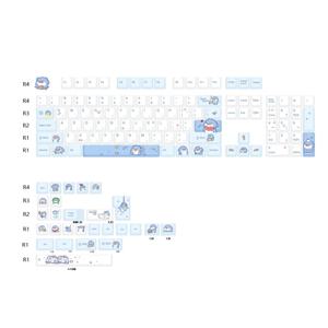 귀여운 상어 테마 키캡, 체리 프로필 PBT 맞춤형 DIY 키캡 키트, 기계식 키보드, 영어, 한국어, 131 키