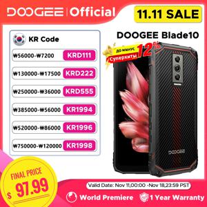 DOOGEE Blade10 견고한 휴대폰, 6.56 인치 90Hz IPS 디스플레이, 4GB + 128GB 옥타 코어, 5150mAh, 안드로이드 14, 초박형, 월드 프리미어