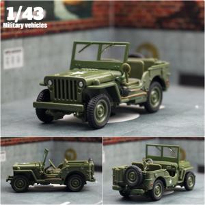 1/43 JEEP WILLYS 군사 육군 차량 미니어처 모델, 아연 합금 장난감 자동차, 프리 휠 다이캐스트 금속 컬렉션, 어린이용 선물