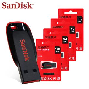 SanDisk Cruzer 블레이드 USB 2.0, CZ50 USB 플래시 드라이브, 기본 스토리지 메모리 스틱, U 디스크, 128GB, 64GB, 32GB, 16GB