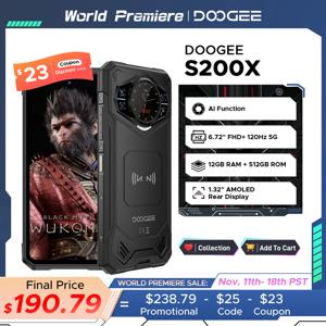 DOOGEE S200 X 5G 러기드 휴대폰, 12GB + 512GB 스마트폰, 6.72 인치 FHD + 120Hz IPS 화면, 디멘션 7050, 10100mAh 33W 배터리, 월드 프리미어