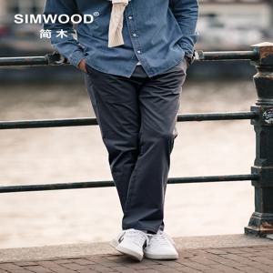 SIMWOOD 남성용 정사이즈 스트레이트 원단 바지, 클래식 치노 바지, 캐주얼, 270gsm, 2024 가을, 겨울, 신상