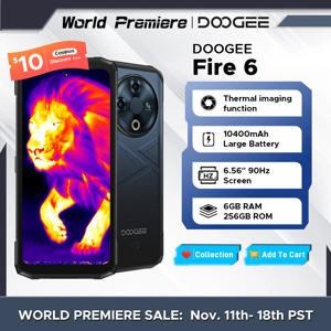 DOOGEE Fire 6 견고한 휴대폰, 6.56 인치, 90Hz 디스플레이, T606 옥타코어, 6GB + 256GB, 50MP AI 메인 카메라, 10400mAh, 18W, 안드로이드 14