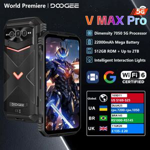 DOOGEE V MAX PRO 5G 러기드 스마트폰, 디멘시티 7050, 12GB + 512GB, 6.58 인치, 120Hz 스크린, 108MP 카메라, 안드로이드 14, 월드 프리미어