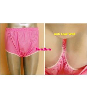 FUUBUU2217-pink-M-1PCS 성인용 일회용 기저귀, PVC 요실금 반바지, 플라스틱 바지 ABDLL용, 무료 배송