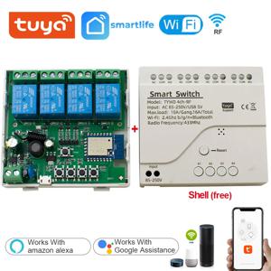 Tuya 스마트 와이파이 스위치 모듈, RF 433 원격 제어 기기 제어 모듈, 알렉사 구글 홈과 작동, 4CH 릴레이, 12V, 24V, 220V