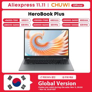 CHUWI HeroBook Plus 노트북, 15.6 인치 FHD 스크린 PC, 인텔 셀러론 N4020 UHD 그래픽, 8GB RAM, 256GB SSD, 윈도우 11 노트북 컴퓨터