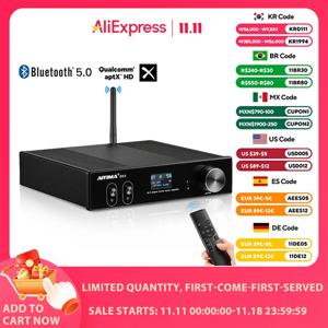 AIYIMA-D03 블루투스 앰프 150Wx2 스테레오 HiFi 사운드 Amplificador 서브 우퍼 앰프, USB DAC OLED APTX DIY 2.1 홈 오디오