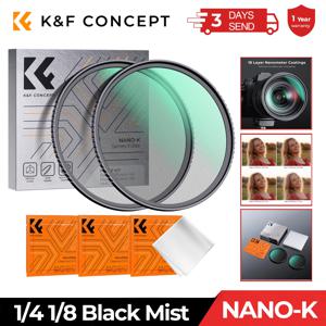 K & F Concept 49-82mm 블랙 미스트 디퓨전 필터 1/4 1/8, 다중 코팅 포함, 니콘 DSLR 렌즈용, 49mm 52mm 58mm 62mm 67mm 77mm 82mm