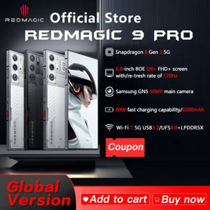 RedMagic 9 Pro 5G 휴대폰, 6.8 인치 Q9 + Full Flat FHD + 게임용 휴대폰, Snapdragon 8 Gen 3, 6500mAh, 50MP NFC, 정품 글로벌 버전