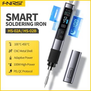 FNIRSI HS-02 스마트 전기 납땜 다리미, 휴대용 디지털 납땜 스테이션 용접, 일정한 온도 조절 가능, 100W, 450 °