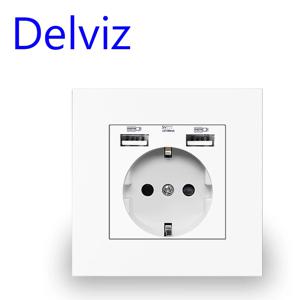 Delviz 벽 내장형 더블 USB 전원 소켓, 많은 새로운 스타일 패널, 침실 소켓, AC 110V-250V 16A, EU 표준 콘센트