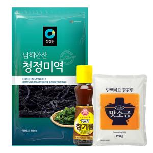 이거다 미역국 40인분 키트(청정미역 100g + 옛날참기름 110ml + 맛소금 250g)