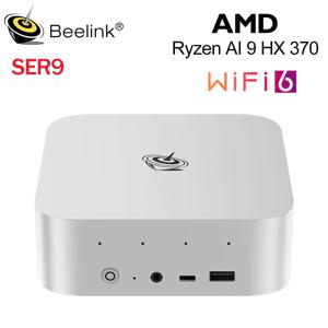 Beelink 미니 게임용 PC 데스크탑 컴퓨터, SER9 AMD Ryzen AI 9 HX370, 강력한 AI PC, 32G DDR5 1T NVME, PCIe4.0 SSD, VS SER8 AMD 8845HS