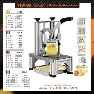 VEVOR 트레이와 손잡이가 있는 상업용 프렌치 프라이 커터, 교체 날 4 개, 쉬운 주사위 다지기