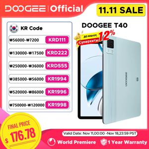 DOOGEE 글로벌 버전 태블릿 노트북, 안드로이드 14, 안드로이드 14, 2 in 1, 11 인치 IPS, 2.5K, 8GB, 512GB, 헬리오 G99, 6nm, 8580mAh, 쿼드 스피커