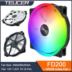 TEUCER FD200 200mm ARGB 컴퓨터 케이스 팬 5V 3PIN LED 냉각 팬 데스크탑 PC 케이스 액세서리