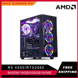 MXZ 게이밍 PC Ryzen 5 4500 RTX3060 500GB NVME Windows 10 Pro 키 데스크탑 컴퓨터, 시스템 유닛 PC 사용자 정의 PC 게이머 컴플리트