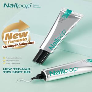 Nailpop 프로 소프트 네일 팁 젤 접착제, 20g, 접착식 인조 손톱, 오래 지속, UV 젤 매니큐어 제품