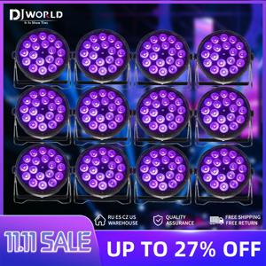 LED 파 라이트, 18x18w RGBWA UV, 6 인 1 플랫 파 라이트, DMX512 전문 무대 조명 장비, 디스코 파티 바, 12 PCs/세트