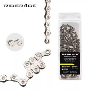 RIDERACE 자전거 체인 116L 8 9 11 12 속도 실버 초경량 산악 도로 자전거 체인 24/27/30 가변 속도 체인