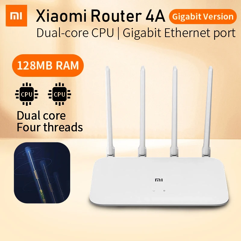 샤오미 미-라우터 4A 기가비트 버전, 2.4GHz 5GHz WiFi 1167Mbps WiFi 확장기 128MB DDR3 하이 게인 4안테나 네트워크 증폭기