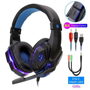 전문 LED 조명 유선 게이밍 헤드폰, 컴퓨터 PS4 PS5 Xbox 베이스 스테레오 PC 게이밍 헤드셋, 마이크 포함 선물