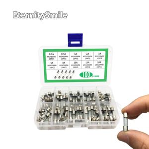 100 개/대 10 값 5x20mm Quick Blow 유리관 퓨즈 모듬 키트, Fast-blow 유리 퓨즈 0.2A 0.5A 1A 2A 3A 5A 8A 10A 15A 20A