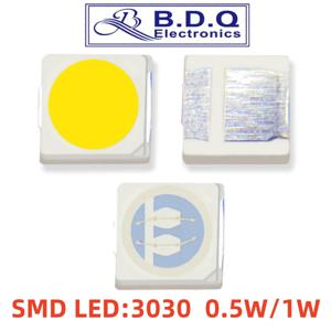 3030 SMD LED 발광 다이오드, 0.5W, 1W, 레드, 옐로우, 블루, 웜 화이트, 그린, 핑크, 앰버, 고휘도 품질, 500 개