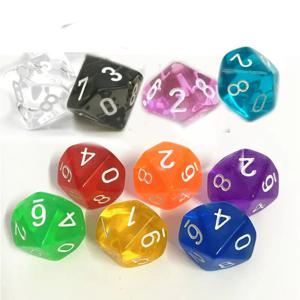 보드 게임용 TRPG 진주 효과 D10 주사위, 10 면 게임 주사위, 다채로운 데스크탑 게임, 10PCs/로트