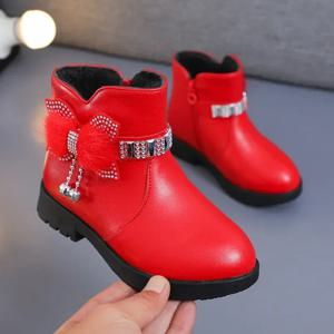 Zapatos 니냐 벨벳 어린이 부츠, 따뜻한 소녀 부츠, 가죽 부츠, 활 공주 부츠, 어린이 신발, 귀여운 앵클 부츠, 겨울 신상 패션