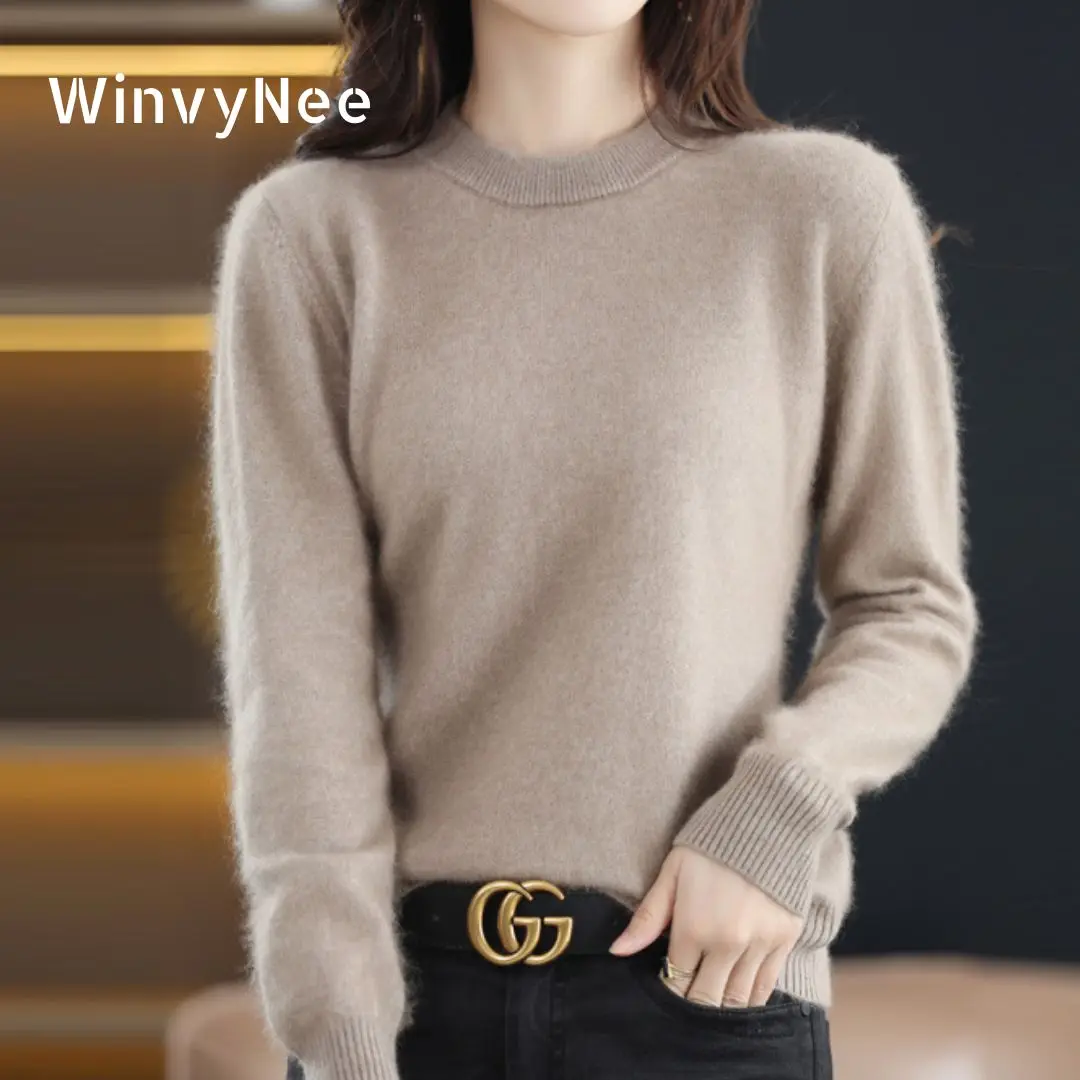 WinvyNee 여성용 밍크 캐시미어 스웨터, 따뜻한 단색 캐주얼 풀오버, 부드러운 겉옷, 플러스 사이즈 상의, 겨울 A1248012