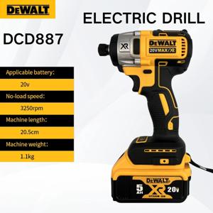 Dewalt DCD887 전기 임팩트 드라이버 드릴, 3250RPM 속도 브러시리스 모터 전동 공구, 20V 배터리용 전기 스크루 드라이버