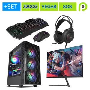 피오플PC 라이젠3 3200G+256GB+8GB/데스크탑+모니터+키보드&마우스 게이밍 조립PC 세트