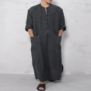 이슬람 가운 남성 의류 Kaftan 긴 소매 Jubba Thobe Kurta 아랍 터키어 드레스 두바이 이슬람 습관 Musulman 옴므 라마단 선물