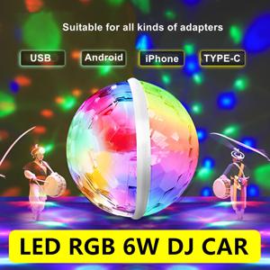 미니 USB RGB LED 자동차 DJ 무대 조명, 휴대용 가족 파티 공, 다채로운 라이트 바, 클럽 무대 효과 램프, 휴대폰 조명, 6W