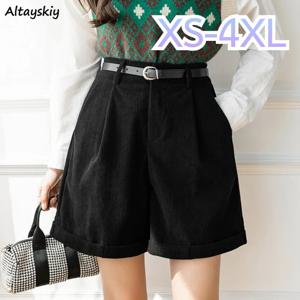 XS-4XL 코듀로이 루즈 반바지, 엠파이어 솔리드 빈티지, 올매치 두꺼운, 가을 겨울 인기 시크 A 라인 아우터, 헐렁한 여성