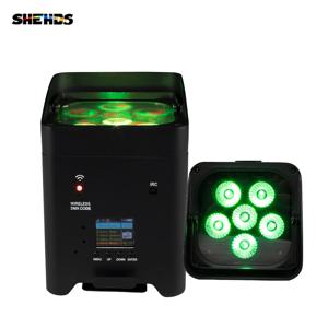 SHEHDS 파 라이트, DJ 디스코 웨딩 나이트 클럽 극장용 무선 리모컨, 6x18W, 6in 1 RGBAW 및 UV 배터리 조명, 4 개