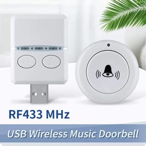 USB 무선 초인종, 원격 제어 리시버, USB 스마트 문짝 벨 30, 가정용 침대 통화 비상 통화용 음악, DC 5V RF433 MHz