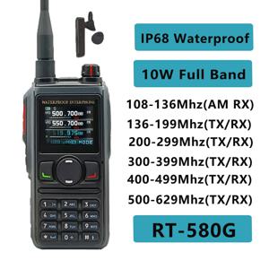 Radtel RT-580G GPS 블루투스 아마추어 햄 양방향 라디오, 199CH 에어 밴드 워키토키 VOX SOS LCD 경찰 스캐너 항공