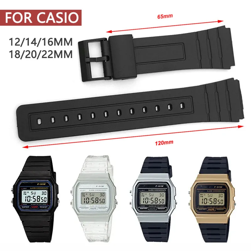 CASIO 실리콘 시계 스트랩 밴드, W800H, SGW400, F91W, F84, F105, 108, A158, 168, AE1200, 1300 송진 팔찌, 12, 14, 16, 18, 20, 22mm