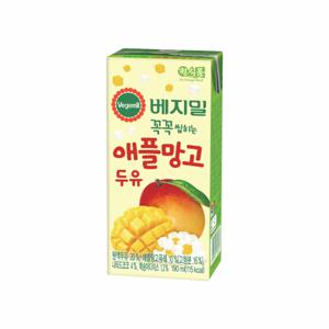 Vegemil Chewy Apple Mango Soy Milk 190mlx48 Pack 베지밀 꼭꼭 씹히는 애플망고 두유 190mlx48팩