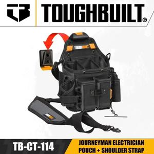 TOUGHBUILT TB-CT-114 저니맨 전기 기사용 파우치 및 어깨 스트랩, 두꺼운 대용량 보관 허리 팩