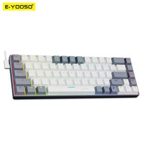 E-YOOSO RGB USB 60% 미니 슬림 기계식 게임용 유선 키보드, 레드 스위치, 68 키, 러시아어, 브라질, 포르투갈어, 컴퓨터용, Z686