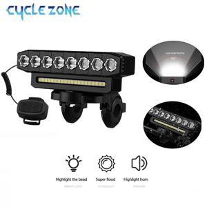 8 LED 자전거 전조등 사이클링 자전거 헤드라이트, 120dB 경적, 6 가지 조명 모드, MTB 도로 자전거 벨, 쉬운 설치