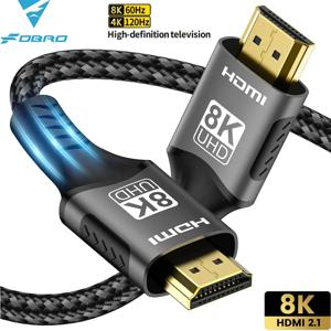 FDBRO HDMI 2.1 케이블, 초고속 HDR, RTX 비디오 케이블, PC 노트북 프로젝터, HD TV용, 8K @ 60Hz, 4K @ 120Hz, 48Gbps EARC ARC HDCP